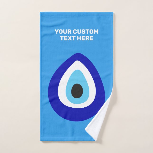 Custom Text Evil Eye Nazar Amulet Hand Towel (Hand Towel)