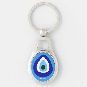 Custom Text Evil Eye Nazar Amulet Key Ring