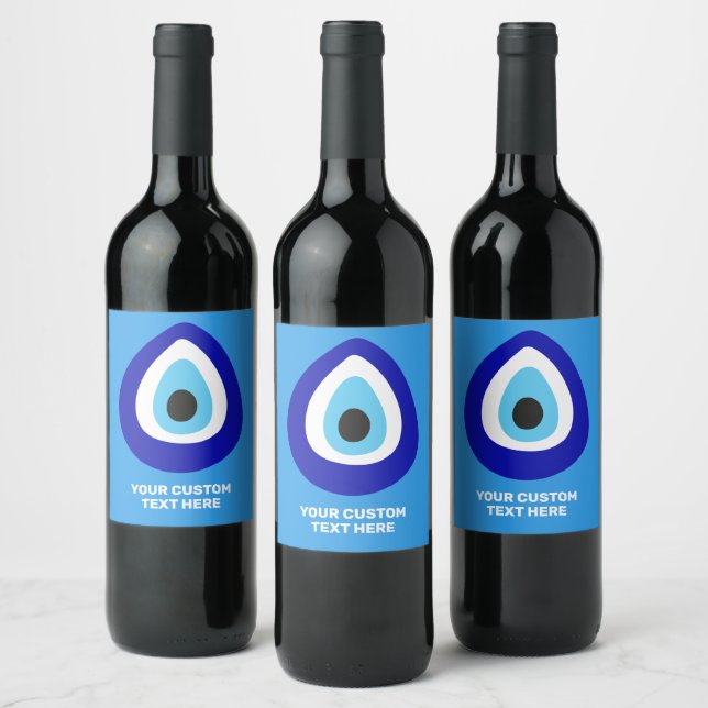 Custom Text Evil Eye Nazar Amulet Wine Label (Bottles)