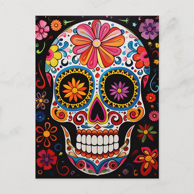 Custom text 💀Exquisite Día de Muertos Postcard (Front)