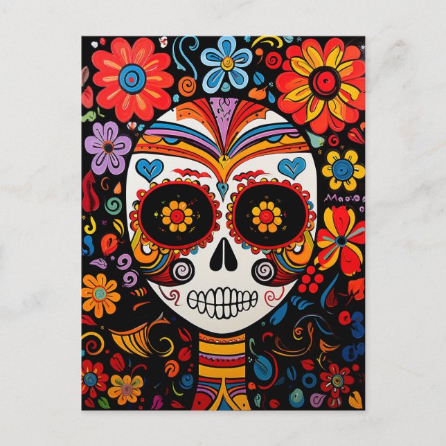 Custom text 💀Exquisite Día de Muertos Postcard (Front)