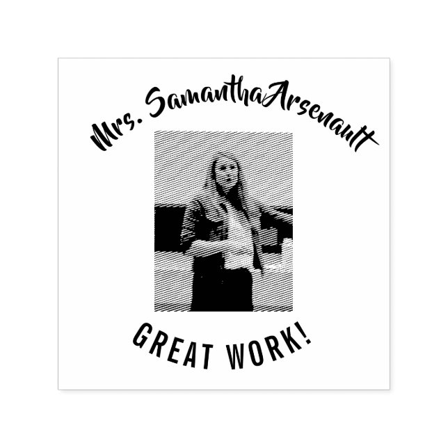 Custom Text Face Photo Teacher Self-inking Stamp (Design)