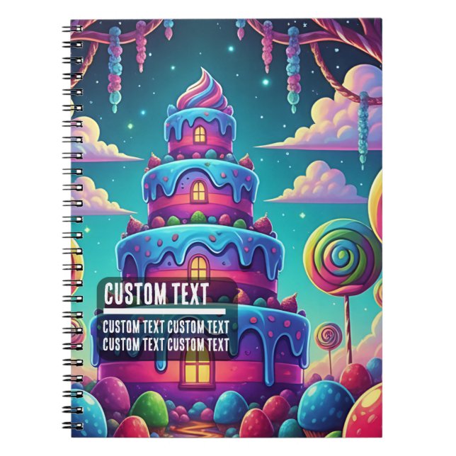 Custom Text Fantasy Layered Cake Blue Pink Purple Notebook (Front)