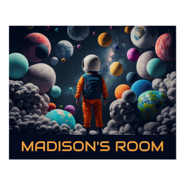 Custom Text Fantasy Space Kid Poster (Front)