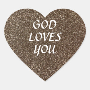 Custom Text Faux Gold Glitter Sparkle Christian Heart Sticker