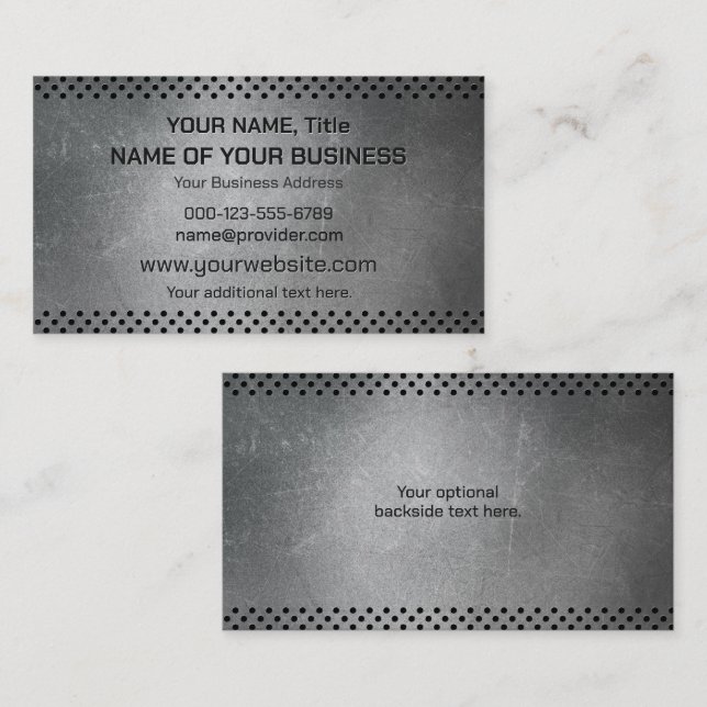 Custom Text Faux Metal Business Card (Front/Back)