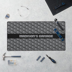 Custom Text Faux Metallic Pattern Desk Mat