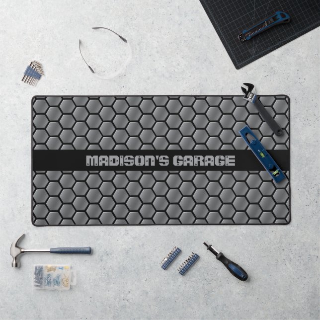 Custom Text Faux Metallic Pattern Desk Mat (Workstation)