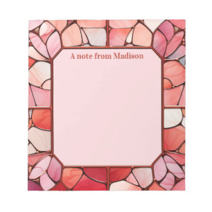 Custom Text Faux Stainless Glass Notepad