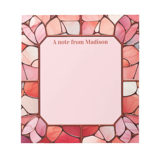 Custom Text Faux Stainless Glass Notepad (Front)