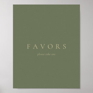 Custom Text Favours Simple Gold Sage Green Poster