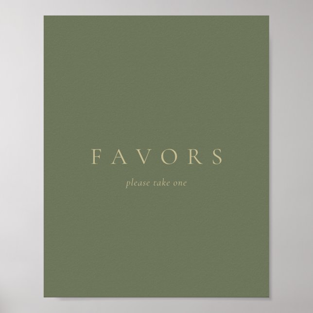 Custom Text Favours Simple Gold Sage Green Poster (Front)