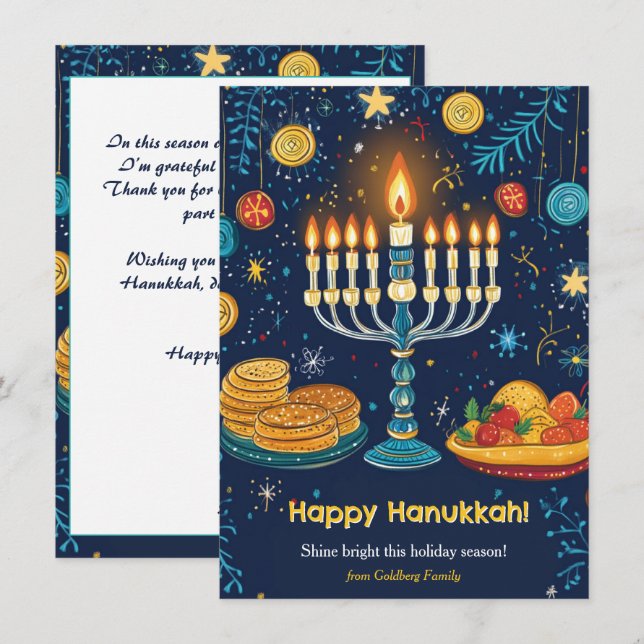 Custom text Festival of Lights Celebration Holiday Card (Front/Back)