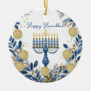 Custom text Festival of Lights Harmony Ceramic Ornament