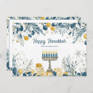 Custom text Festival of Lights Watercolor Holiday Card