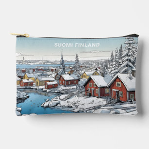 Custom Text Finland Winter Illustration Accessory Pouch