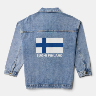 Custom Text Finnish Flag Denim Jacket