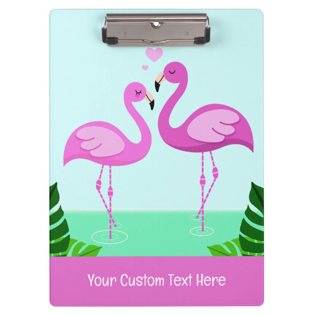 Custom Text Flamingo Love Clipboard (Front)