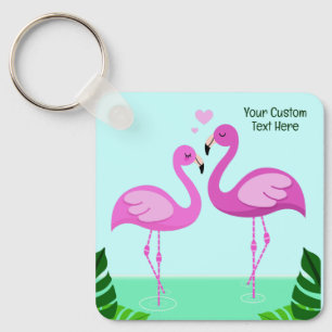 Custom Text Flamingo Love Key Ring
