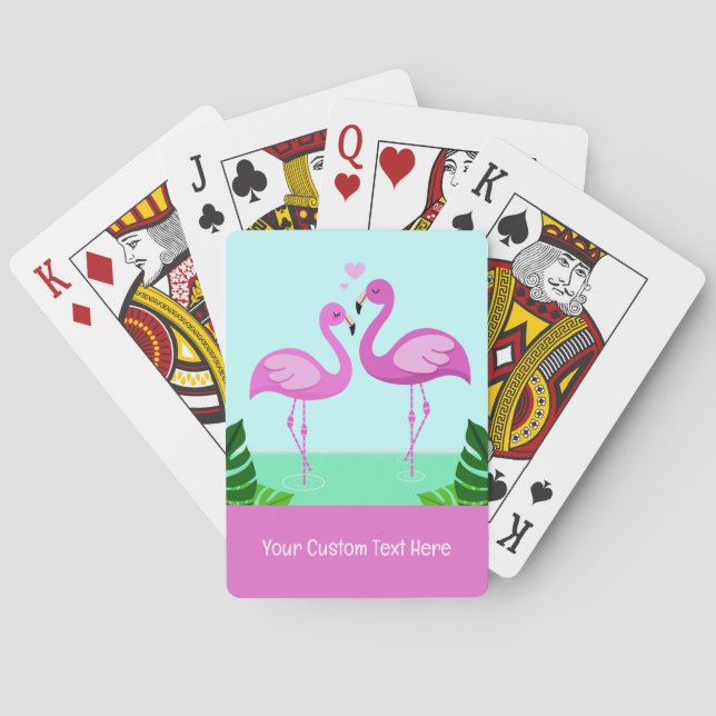 Custom Text Flamingo Love Playing Cards (Back)