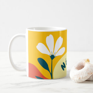 Custom Text Floral Boho Mustard Terracotta Green Coffee Mug