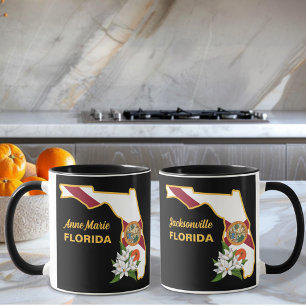 Custom Text Florida Flag & Flower Orange Blossom Mug