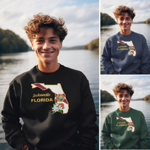 Custom Text Florida Flag & Flower Orange Blossom Sweatshirt