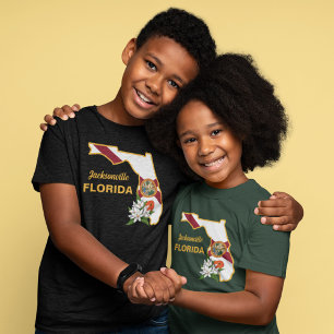 Custom Text Florida Flag & Flower Orange Blossom T-Shirt