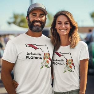 Custom Text Florida Flag & Flower Orange Blossom T-Shirt
