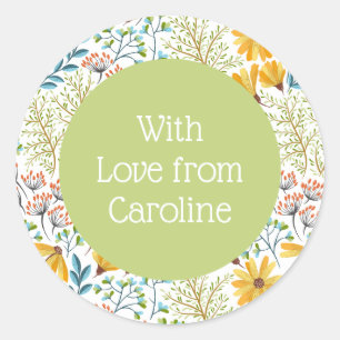 Custom text Flower Illustration stickers