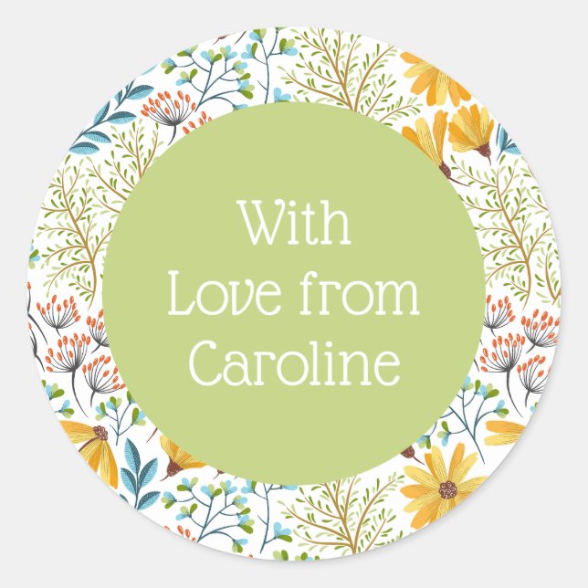 Custom text Flower Illustration stickers (Front)
