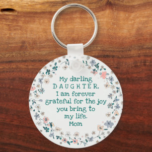 Custom Text Flower Wreath Floral Daughter Love  Key Ring