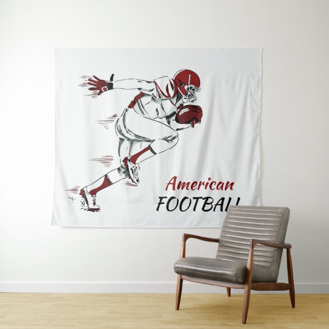 Custom Text Football Player tapestries (In Situ (Horizontal))