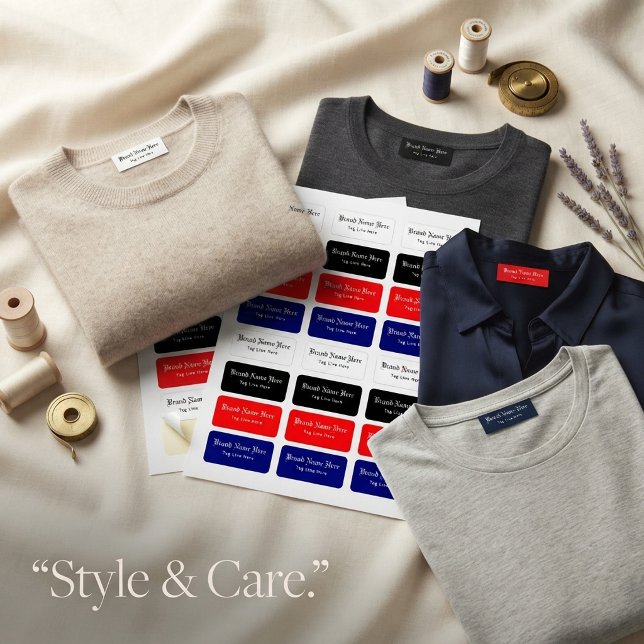 Custom Text Four Colour Rectangle Clothing Labels (Custom Text Four Color Rectangle Clothing Labels)