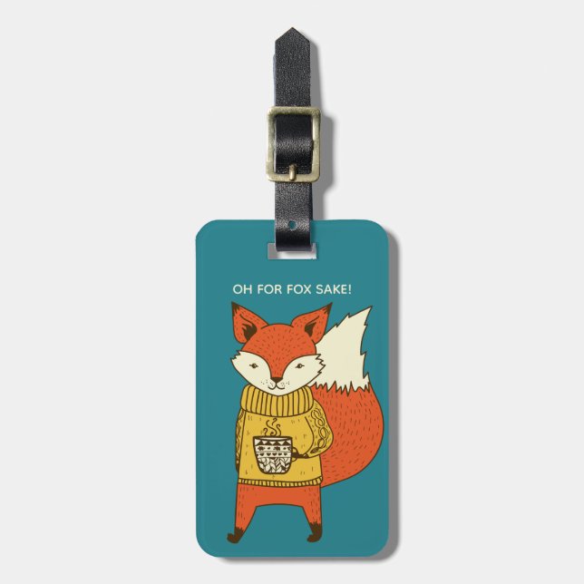 Custom text Fox luggage tag (Front Vertical)