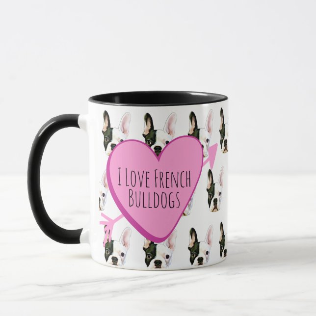 Custom Text French Bulldog Coffee Mug (Left)