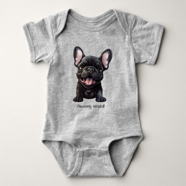 Custom text 🐶Frenchie puppy Baby Bodysuit (Front)
