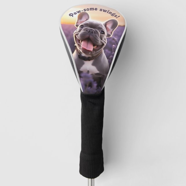 🐕 custom text, Frenchie puppy Golf Head Cover (Front)