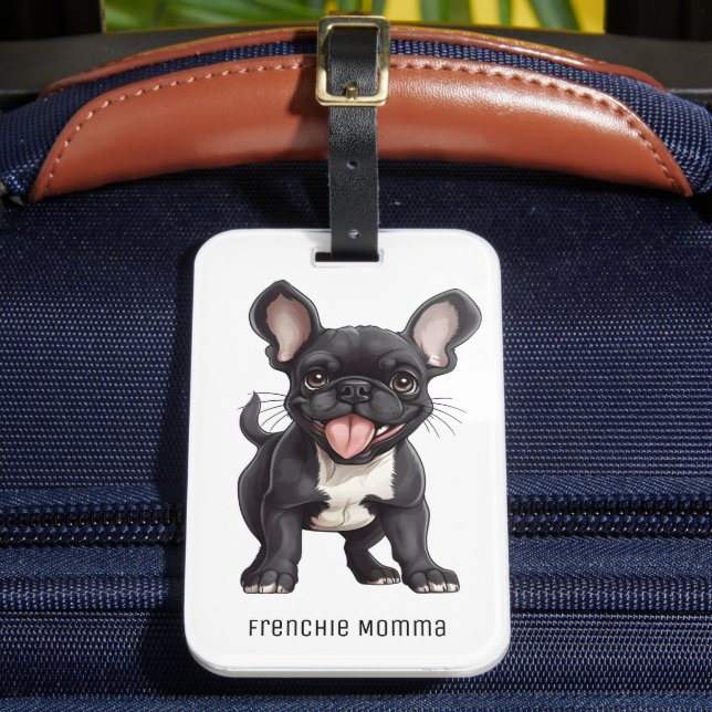 Custom text, Frenchie puppy Luggage Tag (Front Insitu 2)
