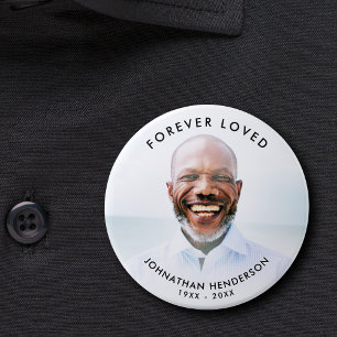 Custom Text Funeral/Memorial Photo Tribute Button