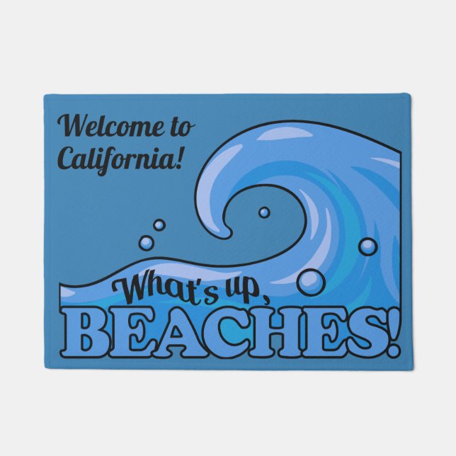 Custom text Funny Beach Wave door mat (Front)