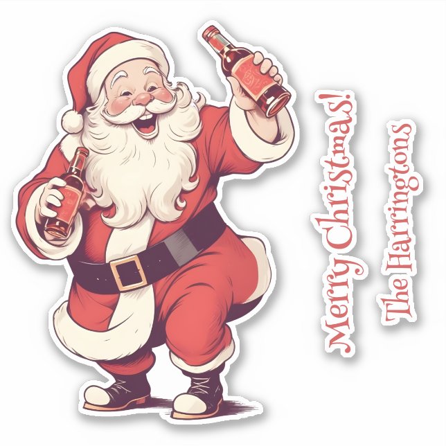Custom Text Funny Drunk Santa (Front)