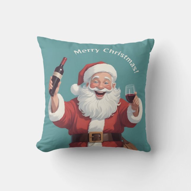 Custom Text Funny Drunk Santa Cushion (Front)