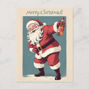 Custom Text Funny Drunk Santa Holiday Postcard