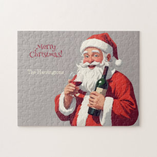 Custom Text Funny Drunk Santa Jigsaw Puzzle
