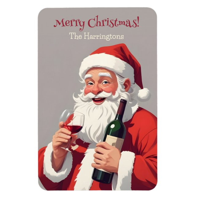 Custom Text Funny Drunk Santa Magnet (Vertical)