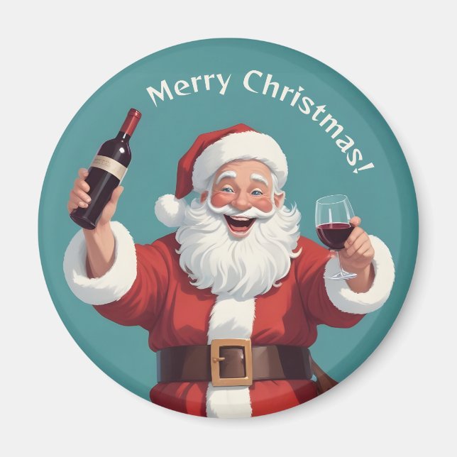 Custom Text Funny Drunk Santa Magnet (Front)