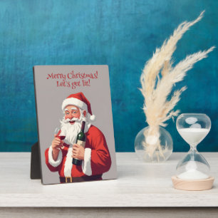 Custom Text Funny Drunk Santa Plaque