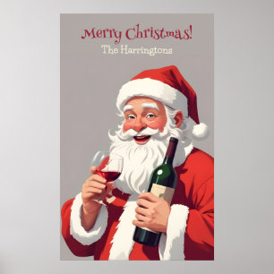 Custom Text Funny Drunk Santa Poster