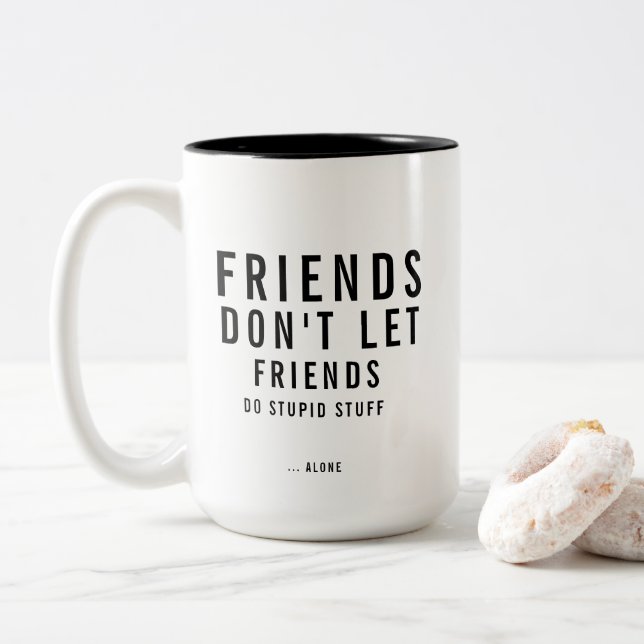 Custom Text Funny Friendship  Two-Tone Coffee Mug (With Donut)
